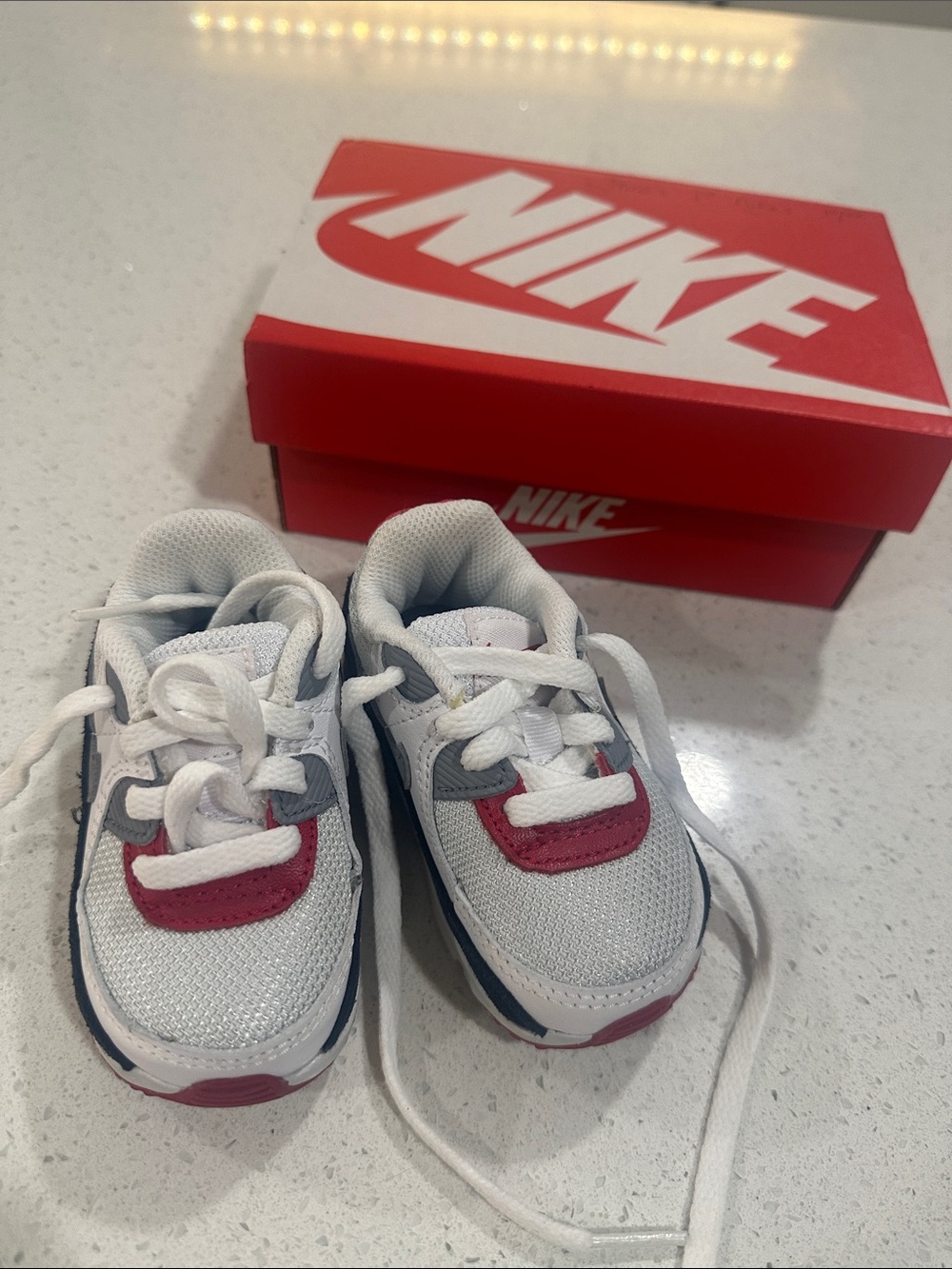 Nike Baby Air Max White and Red Athletic Sneakers